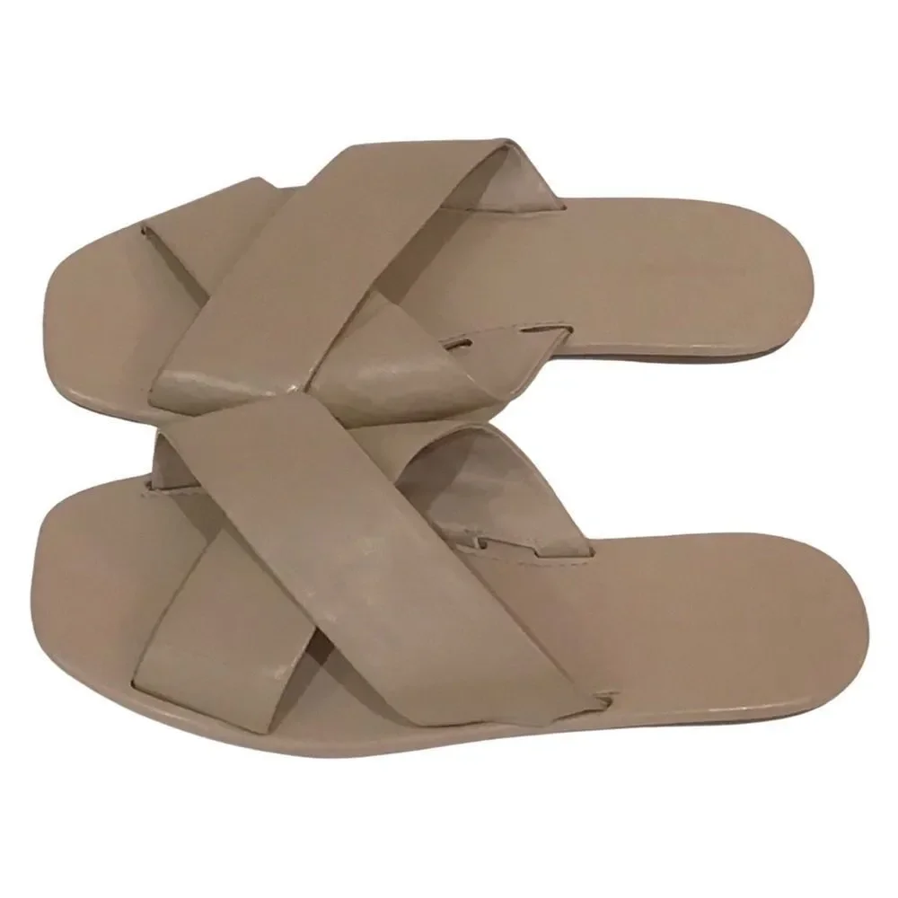 Banana Republic Sandals Slides, Tan, Size 8.5